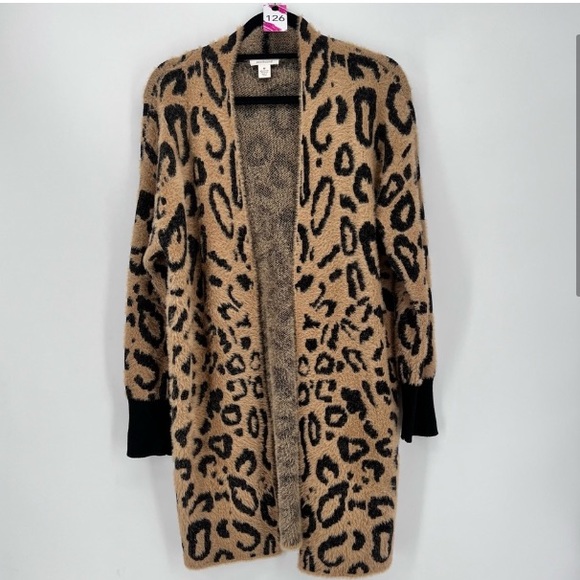 Westbound leopard long cardigan, fuzzy, soft - Picture 7 of 10